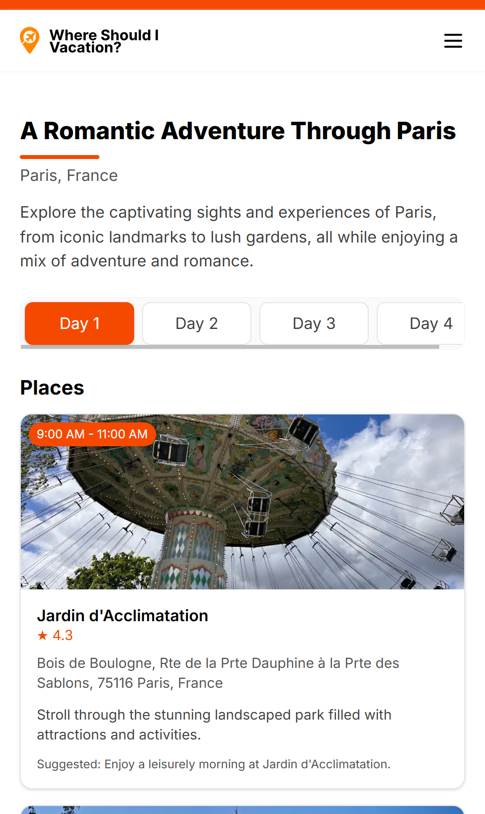 Itinerary Example